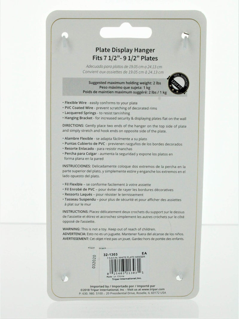 Tripar Wall Plate Hanger, White Wire (7.5-9.5 Inch) - Durable, Flexible Coils Conform to Most Plates - Holds Up to 2lbs on Wall - Features Clear Coated Vinyl Tips and Sleeves to Prevent Scratches. - Image 2